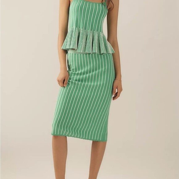 NWT Size M - Anthropologie Ruffled Peplum Knit Tank Kelly Green (NWT US$ 98) - Picture 7 of 16
